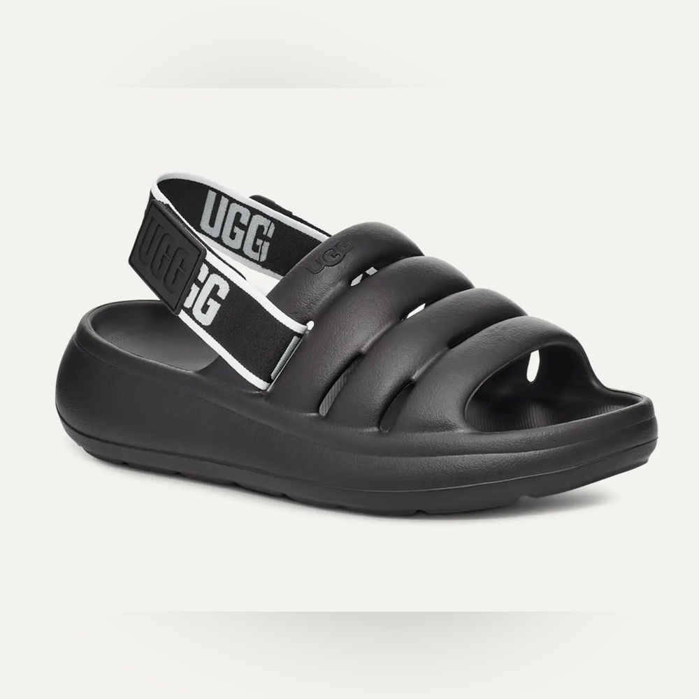 UGG Black Padded Strap Slingback Sandals